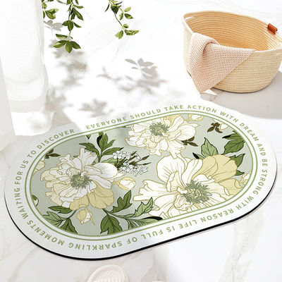MACHINE MADE Fast Drying Water Absorbent Printed Diatomaceous Earth Mat for Kitchen Bathroom