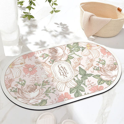 MACHINE MADE Fast Drying Water Absorbent Printed Diatomaceous Earth Mat for Kitchen Bathroom