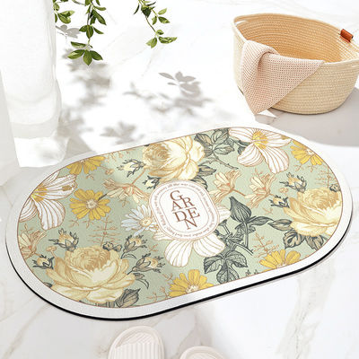 MACHINE MADE Fast Drying Water Absorbent Printed Diatomaceous Earth Mat for Kitchen Bathroom
