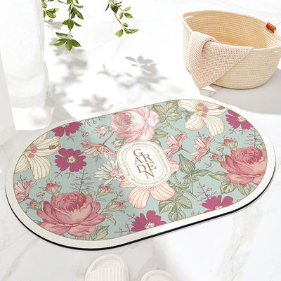 MACHINE MADE Fast Drying Water Absorbent Printed Diatomaceous Earth Mat for Kitchen Bathroom