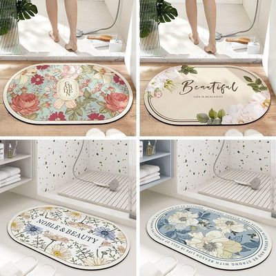 Custom MACHINE MADE Non Slip Water Absorbent Diatom Round Mat for Modern Style