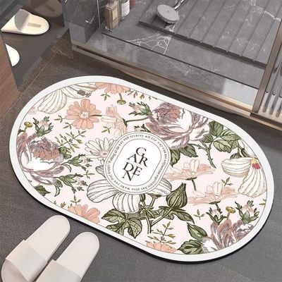 Custom MACHINE MADE Non Slip Water Absorbent Diatom Round Mat for Modern Style