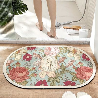 Custom MACHINE MADE Non Slip Water Absorbent Diatom Round Mat for Modern Style