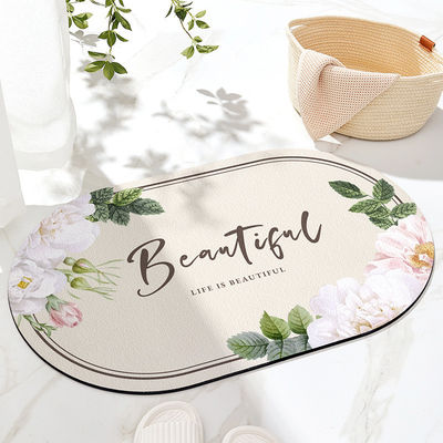 Custom MACHINE MADE Non Slip Water Absorbent Diatom Round Mat for Modern Style