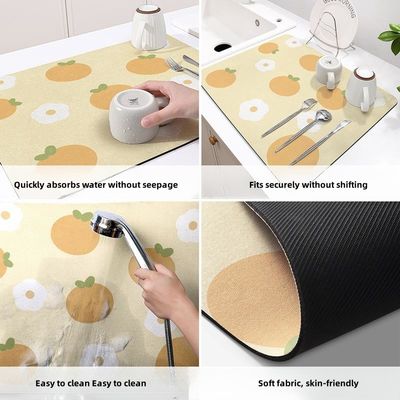 Deep Dish Super Absorbent Mat for Quick Drying and Easy Cleaning on Kitchen Counters