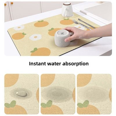 Deep Dish Super Absorbent Mat for Quick Drying and Easy Cleaning on Kitchen Counters