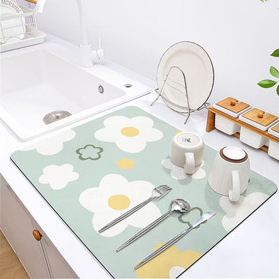 Deep Dish Super Absorbent Mat for Quick Drying and Easy Cleaning on Kitchen Counters