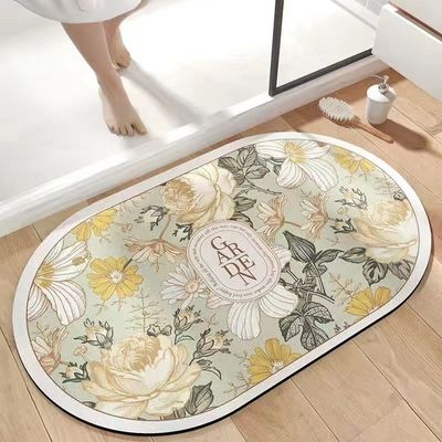 Customized Non Slip Water Absorbent Rugs Bathroom Floor Mat Set with Diatomite Bath Mat