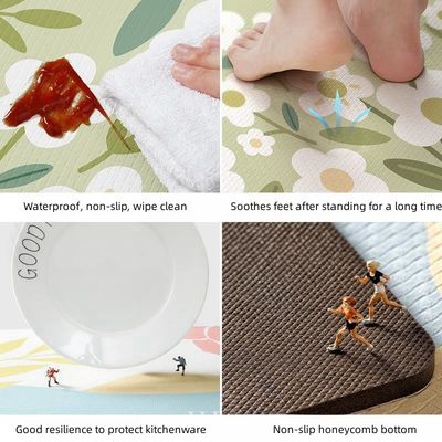 Square Kitchen Floor Mats 45*75cm /45*150cm Waterproof Anti-Slip PVC Bathroom Runner