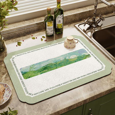 Customized Kitchen Accessories Diatomite Water Absorbent Place-mats for Dinner Table