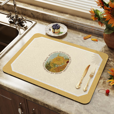 Customized Kitchen Accessories Diatomite Water Absorbent Place-mats for Dinner Table