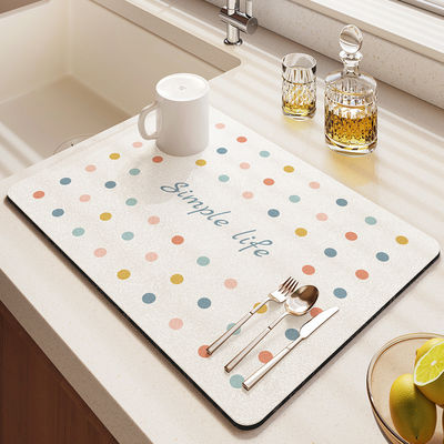 Stocked Soft Diatomite Anti Slip Absorbent Kitchen Drain Dish Coffer Bar Quick Drying Mat