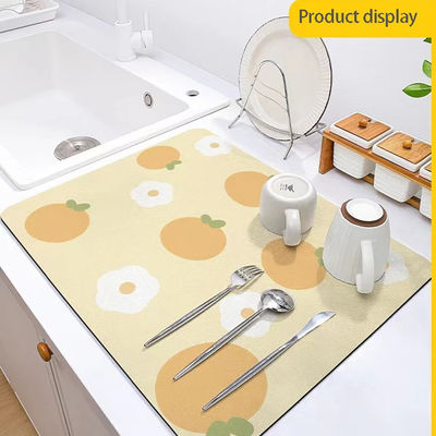 Rectangle Kitchen Tableware Home Restaurant Hotel Polyester Dish Drying Mat Quick Dry