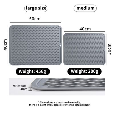 Custom Eco-friendly Silicone Dish Drying Mat Heat Resistant Trivet for Kitchen Counter