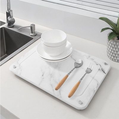 White/Grey/Custom Color Absorbent Diatom Stone Mat for Bath and Kitchen Fast Drying