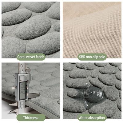 Custom Logo Cobblestone Embossed Bathroom Non-slip Carpets for Bathtub and Shower Room