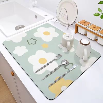 Stocked Kitchen Counter Dish Tools Dustproof Anti-Slip Eco-Friendly Quick Drying Mat