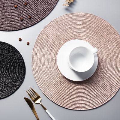Round Washable PVC Dining Table Place Mats Diameter 38cm or Customized Size Chocolate