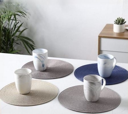 Round Washable PVC Dining Table Place Mats Diameter 38cm or Customized Size Chocolate