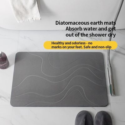 Non Anti Slip Quick Drying Diatomaceous Earth Stone Bath Mat Custom Size 60*39cm
