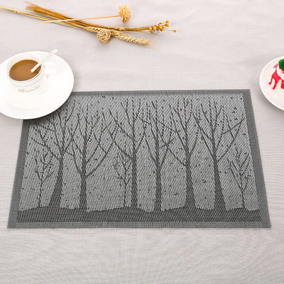 Heat Resistant Metric System Kitchen Room Space PVC Table Dinner Mat with Gold Design