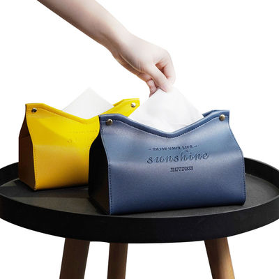 Stylish Yellow Nordic Home Room Kitchen Car PU Leather Tissue Box Napkin Cover Holder