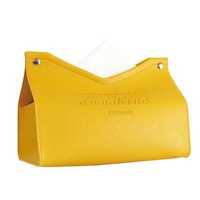 Stylish Yellow Nordic Home Room Kitchen Car PU Leather Tissue Box Napkin Cover Holder