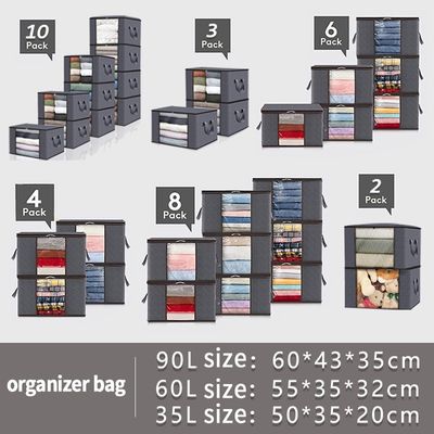 Non Woven Storage Box With Lids And Handle for Organizing Clothes Rectangle Load ＞10kg
