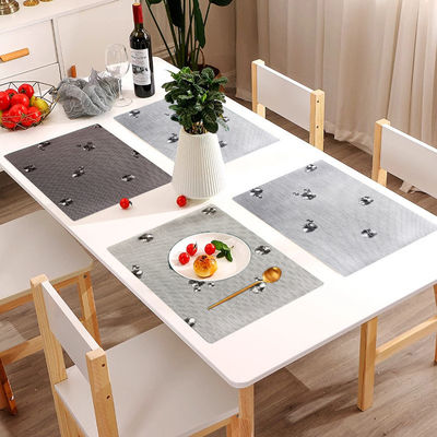 Custom Logo Accepted PVC Small Flower Ginkgo Biloba Pattern Place Mat for Kitchen Table