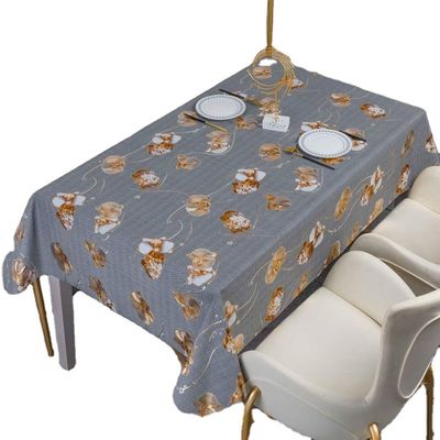 120 Inch Round Christmas PVC Tablecloth Oilproof and Stain Resistant for Square Table
