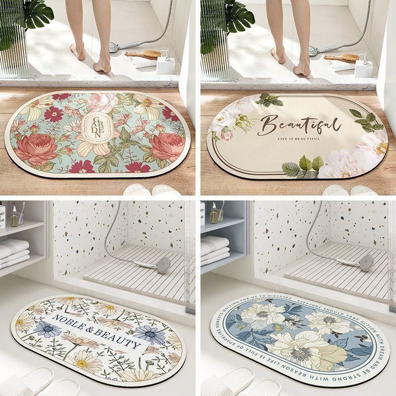 Custom MACHINE MADE Non Slip Water Absorbent Diatom Round Mat for Modern Style