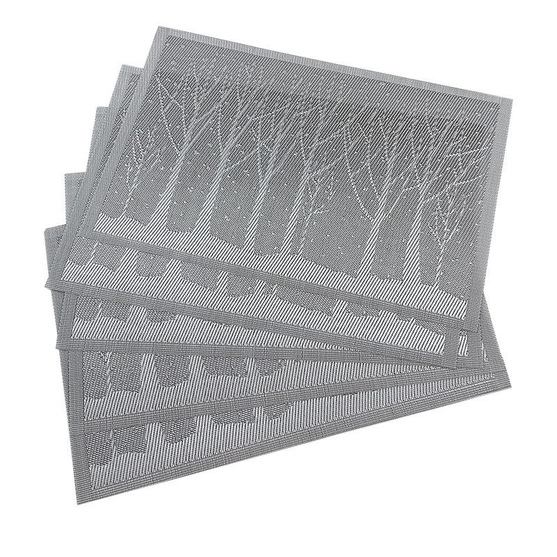 Desktop PVC Square Pressed Leaf Gold Leaves Place Mats for Kitchen and Dining Table