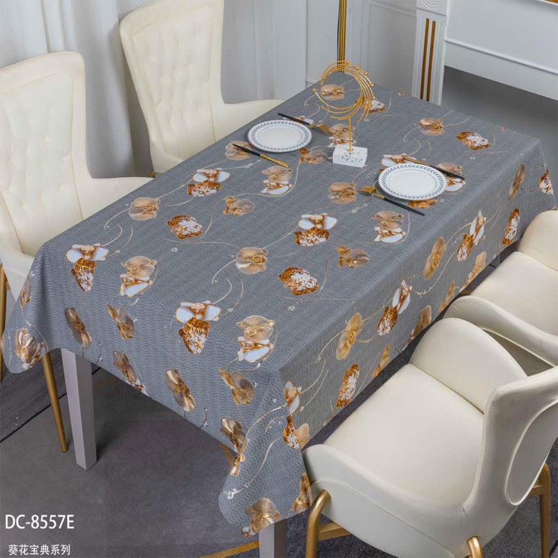 108 Inch 120 Inch Round Wedding Tablecloth Party PVC Flower Print Round Table Cover in Roll